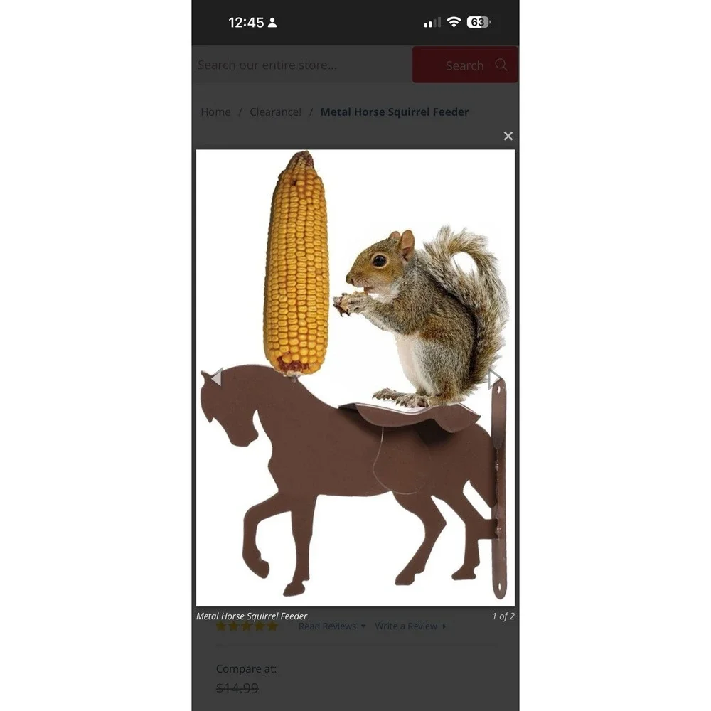 Horse Silhouette Squirrel Feeder Corn Cob Heavy Metal NEW
